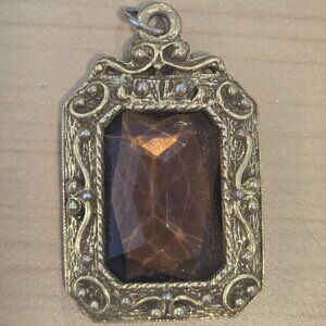 VINTAGE GOLDETTE BROWN CRYSTAL JEWELRY PENDANT ONLY